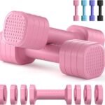 Adjustable Dumbbell Set of 2, 4 in 1 Free Weights Dumbbells Set for Women, Hand Weights for Women at Home, Each 2lb 3lb 4lb 5lb with TPU Soft Rubber Handle for Home Gym Exercise Training
