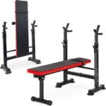 Adjustable Weight Bench with Squat Rack, Home Gym Strength Workout Station