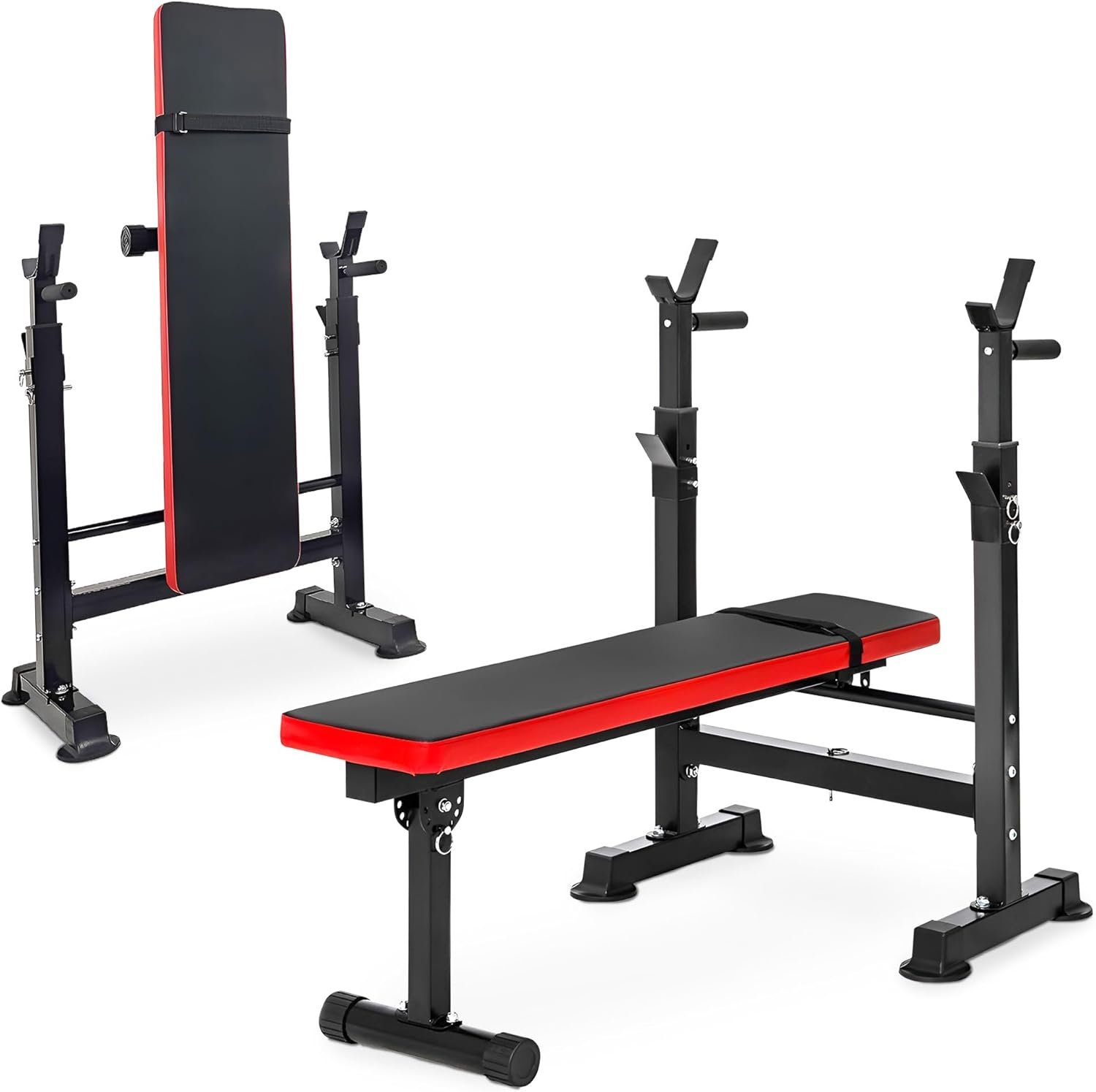 61YrJZfKxL._AC_SL1500_.jpg Adjustable Weight Bench with Squat Rack, Home Gym Strength Workout Station - Image 1