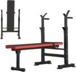 Weight Bench Adjustable Weight Bench Press Set with Squat Rack 660lbs Foldable Flat Incline  Weight Bench Home Gym Exercise Training Machine for Men