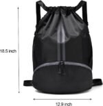 Drawstring Gym Bag for Men, Waterproof Drawstring Backpack for Women, Swim Backpack with Shoes Compartment, Pull String Sport Bag for Soccer and Basketball. (Dark Blue) - Image 2