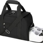 14 inch Small Gym Bag for Women & Men - Mini Duffle Bag  & Overnight with Shoe Compartment Travel, Sports, Workout, Black