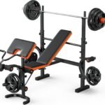 Weight Bench, 770LBS Bench Press Set with Leg Extension, 6 in 1  Weight Bench for Home Gym, Adjustable Workout Bench with Rack & Preacher Pad, Flat Incline Bench for Weight Lifting