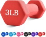Dumbbells with Neoprene Coating（Single）, 1LB-3LB Anti-Roll, Anti-Slip, Hexagonal Home Fitness Equipment for Shoulder, Neck, and Hand Training for Seniors over 55 old