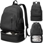 Gym Backpack for Women Men, Lightweight Gym Bag with Shoe Compartment, Waterproof Sports Backpack with Wet Pocket, Black