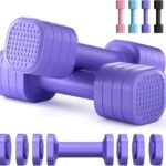 Adjustable Dumbbell Set of 2, 4 in 1 Free Weights Dumbbells Set for Women, Hand Weights for Women at Home, Each 2lb 3lb 4lb 5lb with TPU Soft Rubber Handle for Home Gym Exercise Training
