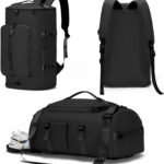 Gym Bag for Men Women with Shoes Compartment - Duffle Bag, Travel Backpack, Sports Backpack,  Overnight Bag with Wet Pocket - Black,